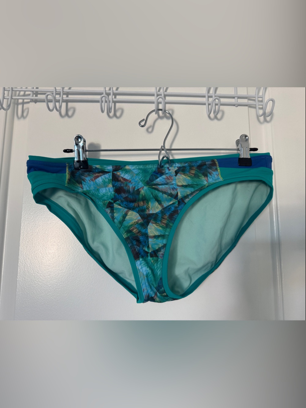 Prana Teal & Aqua Patterned Bikini Bottoms